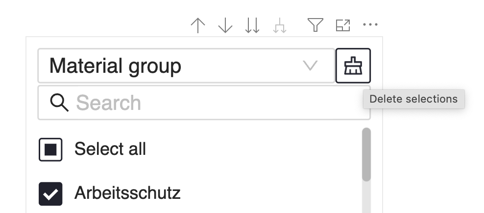 Clear selection