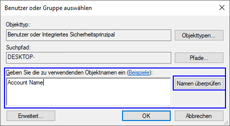 Provide Windows Account